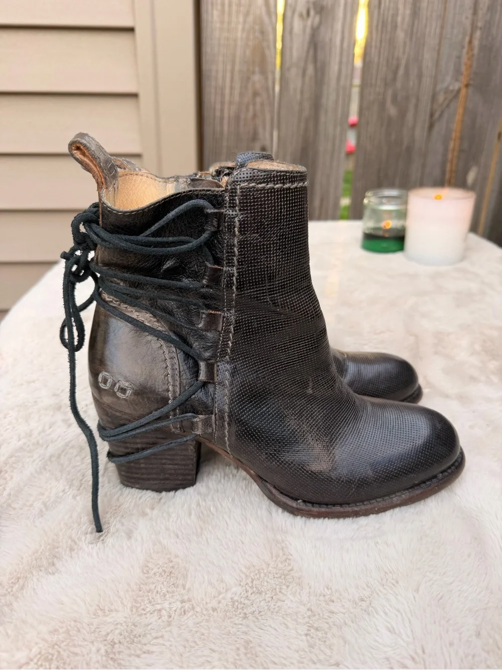 BED STU | Blaire Cobbler Series Ankle Boots Women Distressed Lace Brown | Size 7